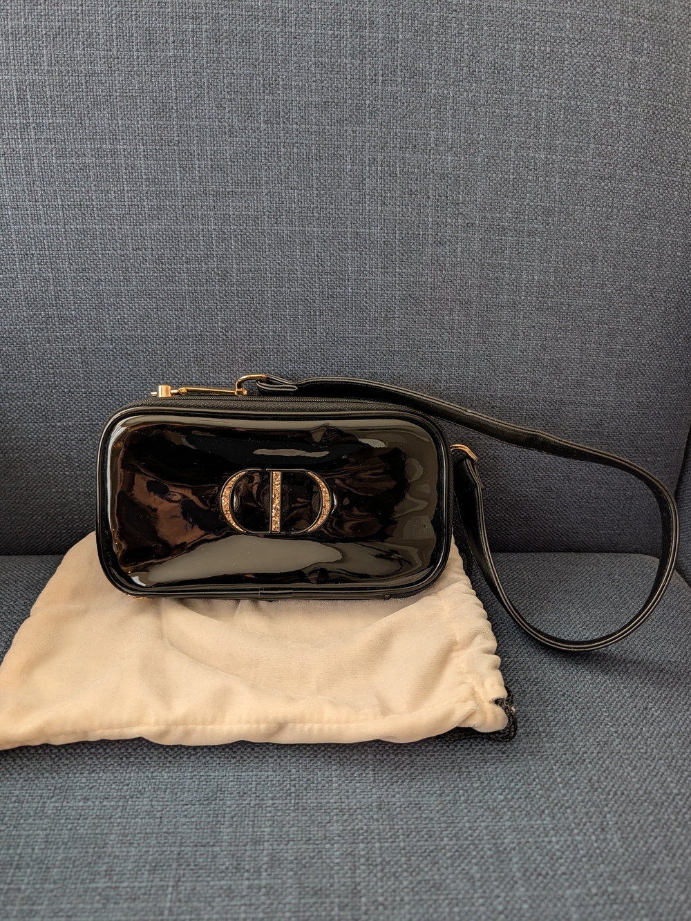UPCYCLED Dior Black Patent Leather Pouch/ Shoulder Bag